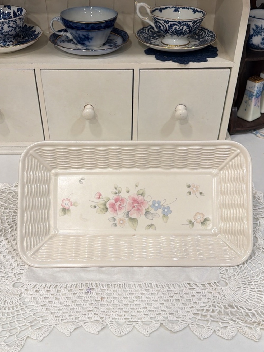 Phaltzgraff Tea Rose Bread Tray- Cottagecore